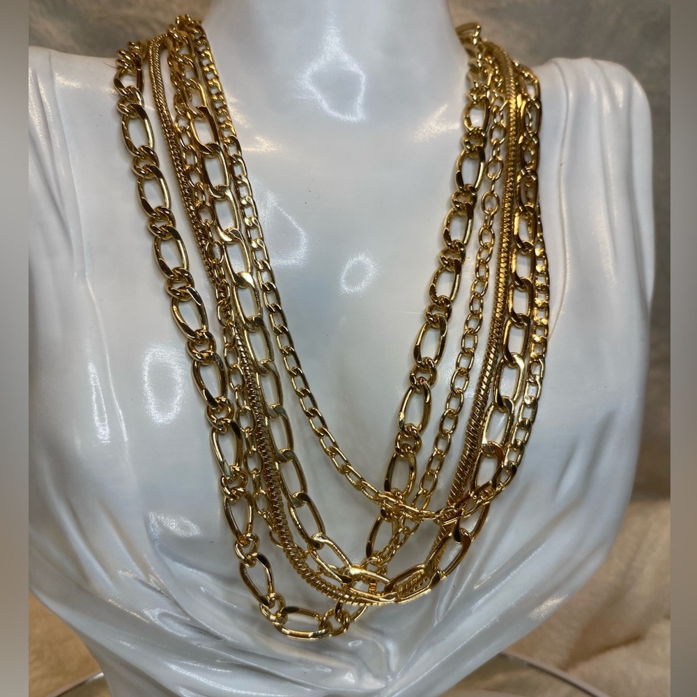NWT J Crew Multi Strand Gold Tone Necklace 16”-18” Choker Style